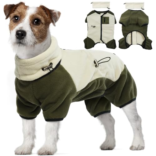 Hundeweste Winter, Pullover Hund Mittelgroß Hundewinterjacke Winter Hundeoverall Hundewinterkleidung Hunde Fleecejacke Hundepullover mit Beinen(Beige, M) von PUMYPOREITY