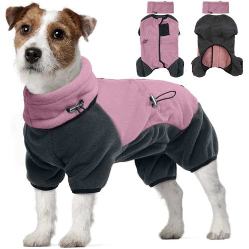 Hundemantel Fleece, Hundejacke mit Beinen Rollkragenpullover Hundejacke Mantel Winter Hundebekleidung Fleece Overall Hund Sweatshirt Winterjacken & Wintermäntel für Hunde(Rosa, M) von PUMYPOREITY