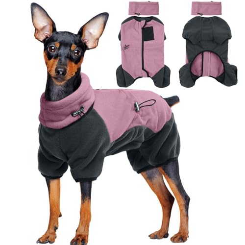 Hundepullover Fleece, Winterkleidung für Kleine Hund Hunde-Einteiler Sweatshirt Warm Abnehmbar Hals und Ohrenwärmer Fleece Weste Warmer Hund Schneeanzug Dog Jumper mit Reißverschluss(Rosa, S) von PUMYPOREITY