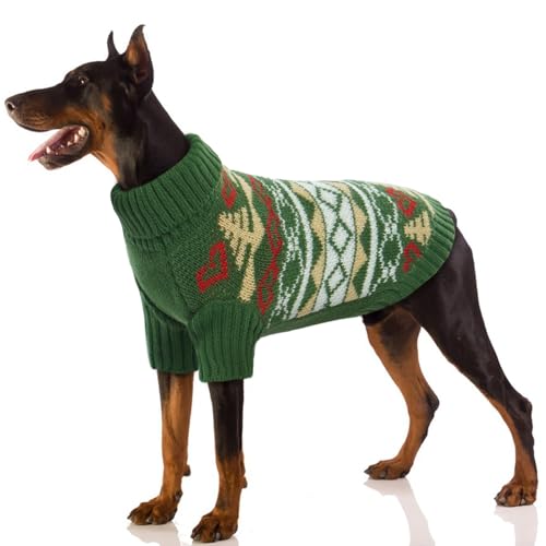 Hundepullover XL, Hundemantel XL Strickpullover Hund Sweater für Hunde Mantel Winter Hundepulli Weihnachten(Grün, XL) von PUMYPOREITY