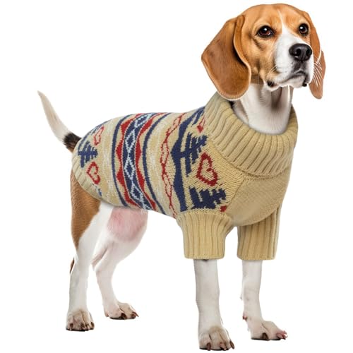 Weihnachtspullover Hund, Hundekostüm Weihnachten Hundepullover Fleece Hunde Jacken Winter Hundebekleidung(Khaki, M) von PUMYPOREITY