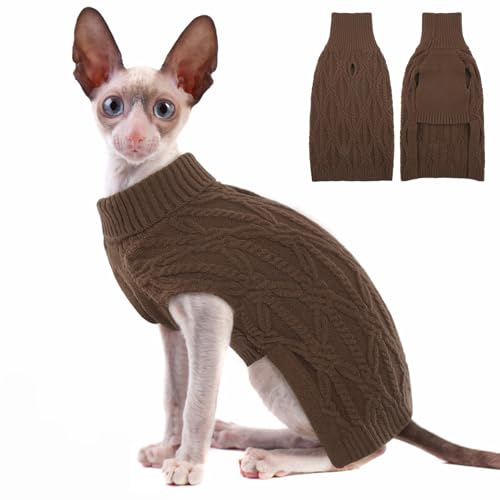 Hundepullover Kleine Hunde, Hunde Strickpullover Elastizität Weich und Warm Hundemantel Weste Winter Outfit Warme Teddy Chihuahua Shiba Dachshund Bulldog(Braun, XS) von PUMYPOREITY