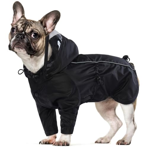 Regenmantel Hund, Regenjacke Hund mit Kapuze Hunderegenmantel Wasserdicht mit Leinenlöchern für Kleine Mittelgroße Große Hunde(M) von PUMYPOREITY