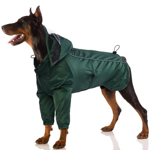 Hunderegenmantel mit Abnehmbare Kapuze, Verstellbare Hunderegenjacke Regencape Hundejacke Regen Poncho Regenmantel Hund Groß(Armeegrün, XL) von PUMYPOREITY