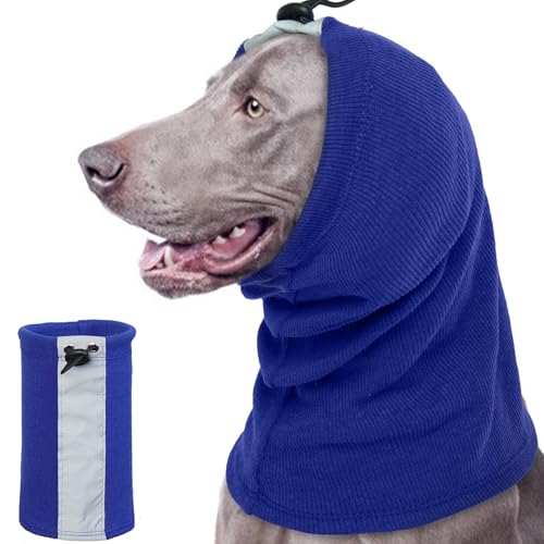 Hundeschal, Ohrenschützer Winter Hund Ohrenschutz Silvester Ohrenwärmer Hund Warmer Hoodie Hundeschal Grosse Hunde Kopfhörer für Hunde Silvester(Blau, L) von PUMYPOREITY