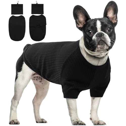 Hundeshirt für Kleine Hunde, Hundehemd Hundepullover Kleine Hunde Rollkragenpullover Hundemantel Kleine Hunde Hundejacke Hundepullover Französische Bulldogge Hundepulli Kleine Hunde(Schwarz, S) von PUMYPOREITY