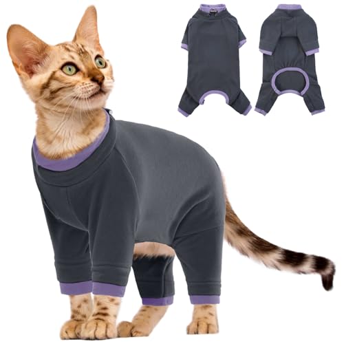 Katzen Rollkragenpullover, Einteiler Katzenbekleidung Katzenbody Katzen Pullover Mantel 4-beinige(Schwarz, M) von PUMYPOREITY