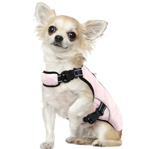 Kühlmantel Hund, kühlweste für Hunde Sommer Kühlender Hundemantel für den Sommer Atmungsaktive Mesh Hund Cool Jacke Einstellbare Sommer Hund Mantel Reflektierende mit D-Ring(Rosa, S) von PUMYPOREITY