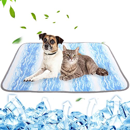 Kühlmatte für Hunde und Katzen, Kühl Hundedecke Rutschfest Katzekühlmatte Kälte Hundematte Kühlkissen Pad Eismatte Kühldecke Haustier Cooling Mat für Kisten, Hundehütten Betten(M, 80*53cm) von PUMYPOREITY