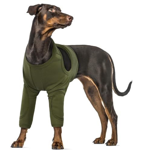 Leckschutz Hund Vorderbeine, Ellenbogenbandage Hund Vorderbein XXXL Erholungsanzug für Hunde nach Operation(Armeegrün, 3XL) von PUMYPOREITY