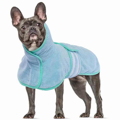 Hundehandtuch, Hundetrockenmantel Hundebadetuch extra Saugfahig Bademantel Katze Schnell Trocknendes Badetuch Hundebademantel Mittelgroße Hunde(Blau, M) von PUMYPOREITY