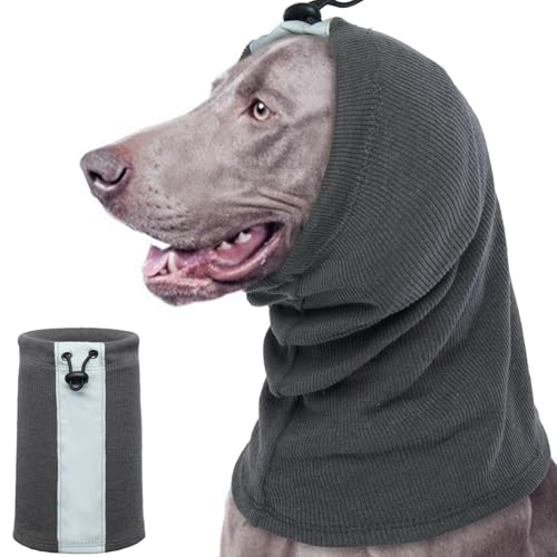 Beruhigende Ohrenschützer für Hunde, Ohrenschützer für Hunde Lärmschutz Haustier Ohrenklappe Kopfwickel Ohren Kapuzenpullover Head Cover für Hund mit Reflexstreifen(Grau, L) von PUMYPOREITY