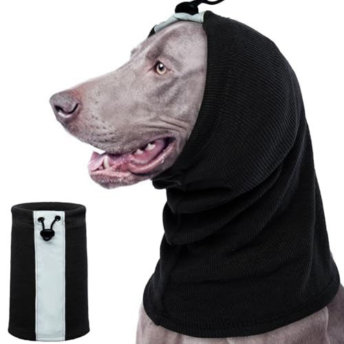 Hündohr Muffs Noise Protection, Hund Ohrenschützer Dog Earmuffs Kapuzenpullis für Hunde Katzen, Hunde Hals und Ohren Wärmer Hunde Hoodie Anti Angst Snood(Schwarz, L) von PUMYPOREITY