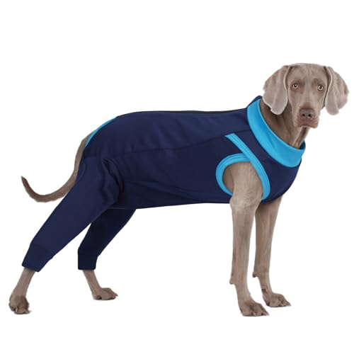 PUMYPOREITY Hundebody Nach Op, Hundebody Nach Kastration Rüde Ellenbogenbandage Hund Hinterbeine Op Anzug Hund Medical Pet Shirt Kniebandage Hund Hinterbein(Marineblau, 3XL) von PUMYPOREITY