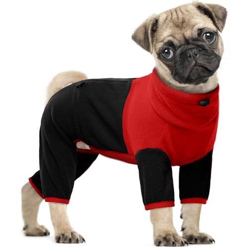 PUMYPOREITY Fleece-Hunde-Pyjama, mittelgroße Hunde, warmer Ganzkörper-Wintermantel, verstellbare Hunde-Fleecejacke, Hunde-Pyjama, Hundemantel mit Beinen für mittelgroße Hunde, Schnauzer, Schwarz, von PUMYPOREITY