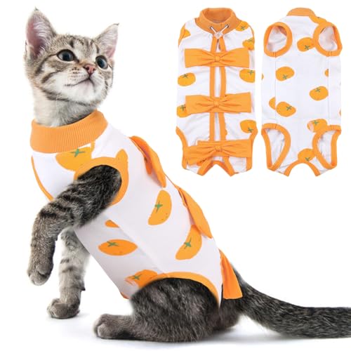 PUMYPOREITY Recovery Suit Katze, Cat Professioneller Erholungsanzug für Bauchwunden oder Hautkrankheiten nach Operationen Leckschutz Body Katze Nach Kastration(Orange, L) von PUMYPOREITY