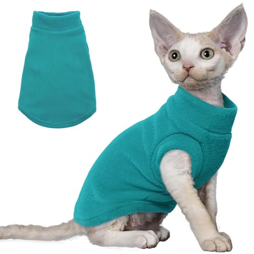 PUMYPOREITY Sphynx Katzenkleidung, dehnbarer Katzenpullover, weiches haarloses Katzenhemd, Pullover, Katzenschlafanzug, Blau, Größe M von PUMYPOREITY