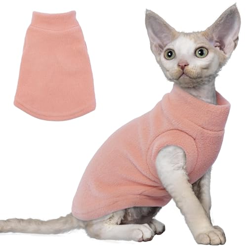 PUMYPOREITY Sphynx Katzenkleidung, dehnbarer Katzenpullover, weiches haarloses Katzenhemd, Pullover, Katzenschlafanzug, Rosa, Größe L von PUMYPOREITY