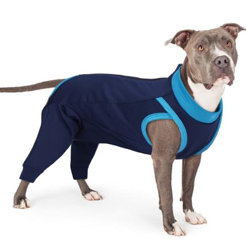 PUMYPOREITY Wundschutzanzug Hund, Ellbogenschoner Hund Leckschutz für Hunde Hinterbeine Halskrause Hunde Beinschutz Knieschoner Hunde Recovery Sleeve Hund(Marineblau, XL) von PUMYPOREITY