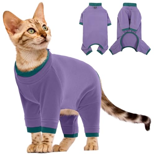 Pullover Katze, Sphynx Katzen Kleidung Katzen Onesie Body Katze Nach Op Katzen Pulli Jacke für Katzen(Lila, L) von PUMYPOREITY