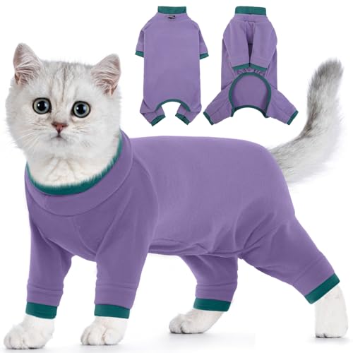 Pullover Katze, Sphynx Katzen Kleidung Katzen Onesie Body Katze Nach Op Katzen Pulli Jacke für Katzen(Lila, XL) von PUMYPOREITY