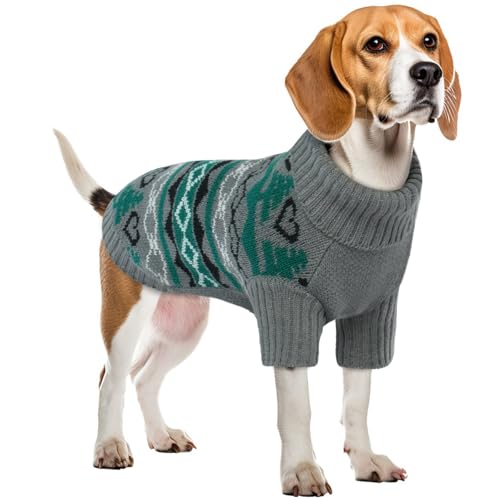 Hundepullover Mittelgroße Hunde, Rollkragenpullover Hund Hundemantel Fleece Dog Sweater Christmas Hundekleidung Winter(Grau, M) von PUMYPOREITY