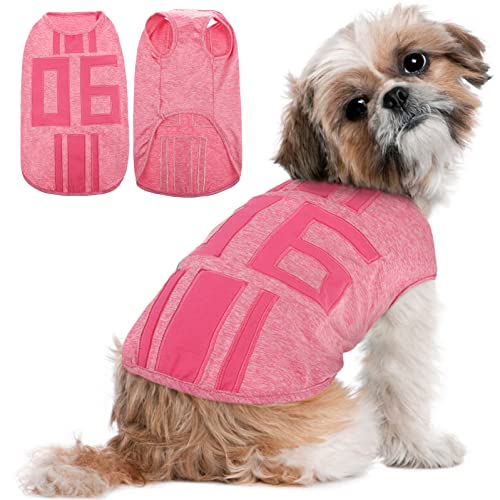 Shirt für Hunde, Baumwollhemden Haustierbekleidung Sommer Welpensportweste Hundehemden Bekleidung Hund Einfarbige Jumpsuit Tank Top Weich Und Atmungsaktiv (Rosa, S) von PUMYPOREITY