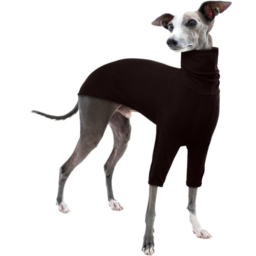 Whippet Pullover, Shirt Whippet Rollkragenpullover Italienischer Windhund Mantel Italienischer Windhund Kleidung Hundepullover Kleine Hunde(Braun, XS) von PUMYPOREITY