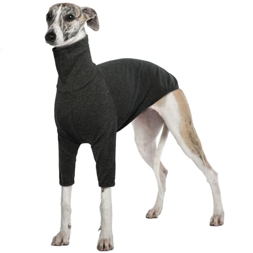 Windhund Pullover, Windhund Winter Jacke Strickpullover Hund Groß Greyhound Hundemantel Windhund Schlafanzug Jacke Salukis Mantel(Grau, 2XL) von PUMYPOREITY