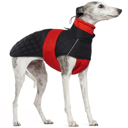 Windhund Warmer Wintermantel, Hundemantel Windhund Verstellbaren Outdoor Windhund Hundejacke mit Geschirr Loch Warme Hundekleidung Windhund/Salukis(Rot, 3XL) von PUMYPOREITY