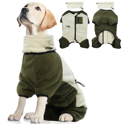 Winterjacken & Wintermäntel für Hunde, Hundepyjama Overall Hund Fleecejacke Hund Onesie Jumpsuit Winterkleidung für Mittelgroße Hund Winteranzug Sweater im Innen-und Außenbereich(Beige, L) von PUMYPOREITY