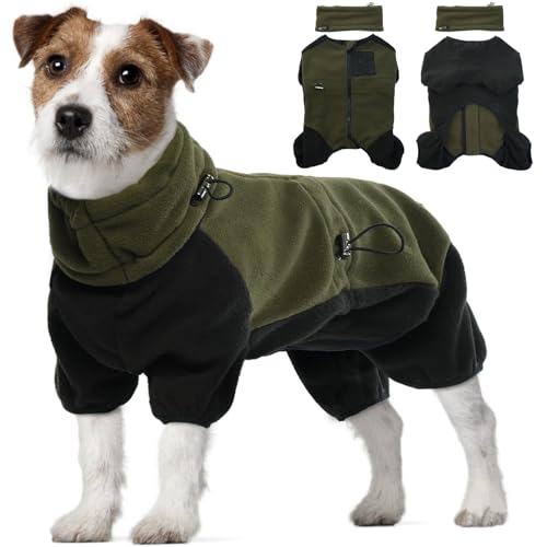 Wintermantel Hund Mittelgroß, Hundejacke Winter Warm Schneeanzug Hund Strickpullover Hundemantel mit Bauchschutz Hunde Outfit Winter(Armeegrün, M) von PUMYPOREITY