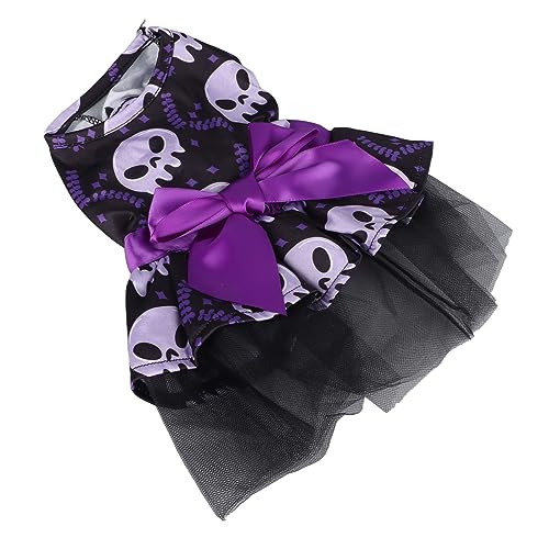 PUNELE Hunde-Halloween-Kleid mit Totenkopf-Gesicht, Bequemes, Waschbares Haustierkleid aus Polyester für Welpen (Schädel) von PUNELE