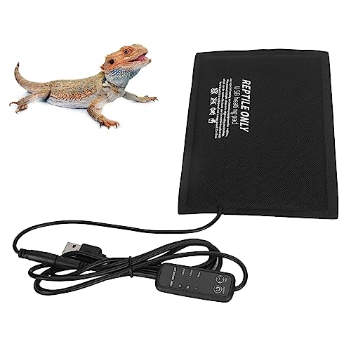 PUNELE Reptilien-Heizkissen, Kleine Tiere, USB-Temperaturregelung, Heizmatte für Schildkröten, Eidechsen (L) von PUNELE