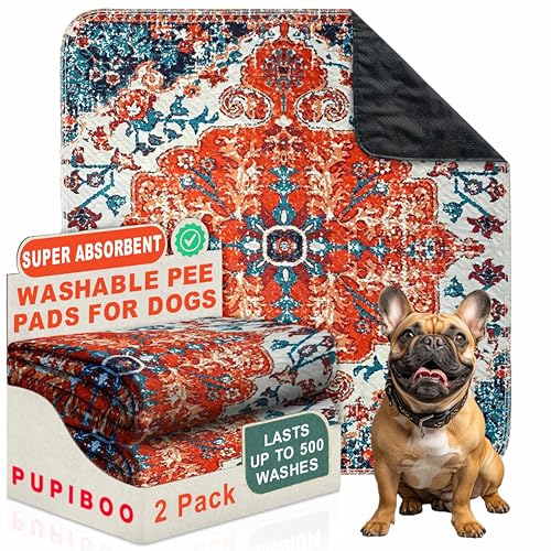 Waschbare Urini-Pads für Hunde, 94 x 74 cm, Hausbrechungsbedarf, Welpen-Pads, Haustier-Trainingspads, wasserdichte Matte, rutschfest und sehr saugfähig, mit Geruchskontrolle und Leckschutz-Design von PUPIBOO