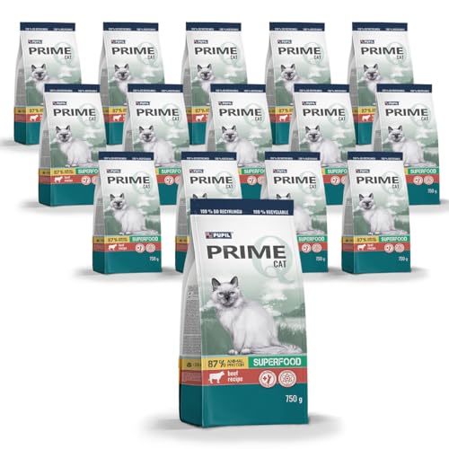 PUPIL PRIME Alleinfuttermittel Trockenfutter für ausgewachsene Katzen reich an Rindfleisch mit Gemüse Paket 15 x 750g von PUPIL PRIME