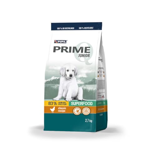 PUPIL PRIME JUNIOR Trockenfutter für Welpen, Junge Hunde, trächtige und säugende Hündinnen reich an Hähnchen mit Reis, 2,7 kg. von PUPIL PRIME