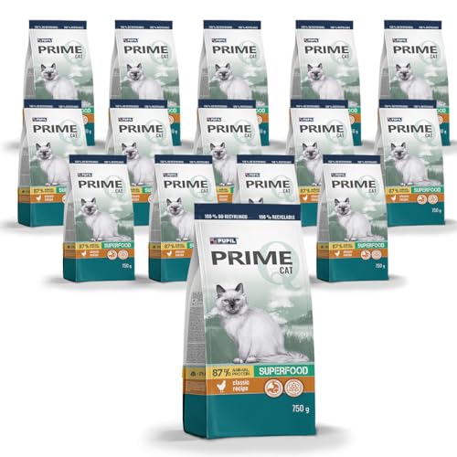 PUPIL PRIME Trockenfutter für ausgewachsene Katzen reich an Hähnchen, Leber und Gemüse, Paket 15 x 750g von PUPIL PRIME