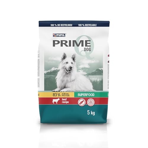 Prime Trockenfutter Alleinfuttermikttel für ausgewachsene Hunde reich an Rindfleisch mit Gemüse, 5 kg von PUPIL PRIME