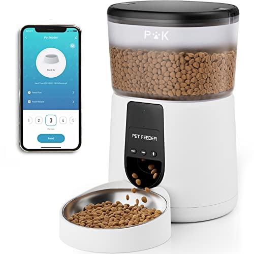 Puppy Kitty Futterautomat Katze & Hund, 2,4 G WiFi intelligenter Katzenfutter Automat mit Edelstahlnapf für Trockenfutter, App-Steuerung, Sprachaufzeichnung, 1-10 Mahlzeiten pro Tag von PUPPY KITTY