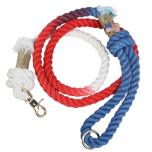 PUPPYSENTIALS Rote weiße und blaue USA-Leine – Seilleine für Hunde – niedliche und geflochtene Bio-Baumwollleine für kleine Hunde – 1,5 m – unterstützt verwundete Krieger PUPPYSENTIALS Rote weiße und blaue USA-Leine – Seilleine für Hunde – niedliche und geflochtene Bio-Baumwollleine für kleine Hunde – 1,5 m – unterstützt verwundete Krieger von PUPPYSENTIALS