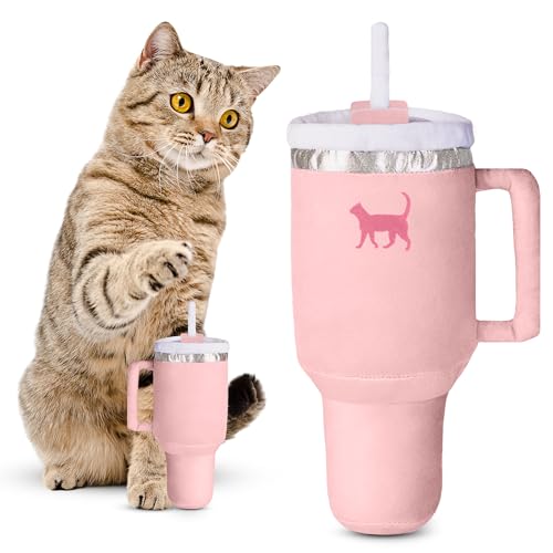 PUPROAR Kitty Cup Tumbler Spielzeug - Lustiges und süßes Katzenspielzeug mit Katzenminze & Knistern, kleines Geschenk für Katzen Geburtstag, Ostern & Kätzchen Indoor Play (Pink Peach Dust) von PUPROAR