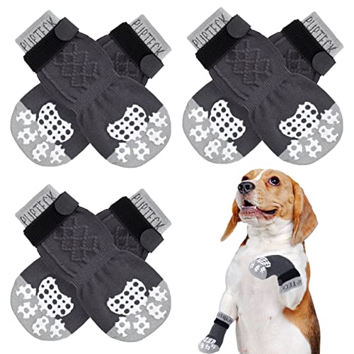 PUPTECK Hundesocken Pfotenschutz Anti Rutsch Outdoor Indoor 3 Paar, Hundeschuhe für kleine, mittlere, große Hunde, Sommer Hitzeschutz Pfoten Schutz Pads mit Griffen für ältere Hunde Hartholzböden von PUPTECK