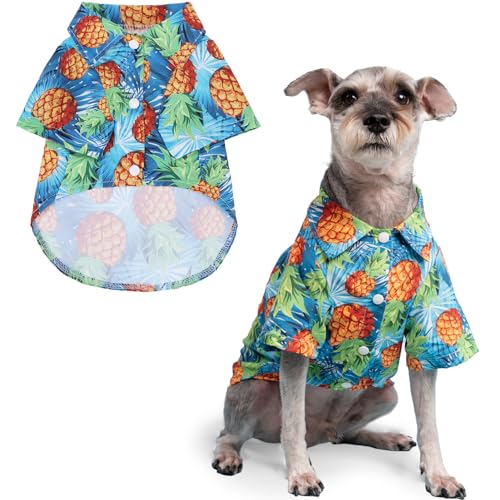 PUPTECK Hawaii-Hemd für Hunde, Designer-Sommerkleidung, weiches Haustier-Outfit für kleine, mittelgroße Hunde, Jungen und Mädchen an heißen Tagen, atmungsaktives Polo-T-Shirt für Welpen und Katzen von PUPTECK