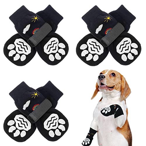 PUPTECK Hundesocken Pfotenschutz Anti Rutsch Outdoor Indoor 3 Paar, Hundeschuhe für kleine, mittlere, große Hunde, Sommer Hitzeschutz Pfoten Schutz Pads mit Griffen für ältere Hunde Hartholzböden von PUPTECK