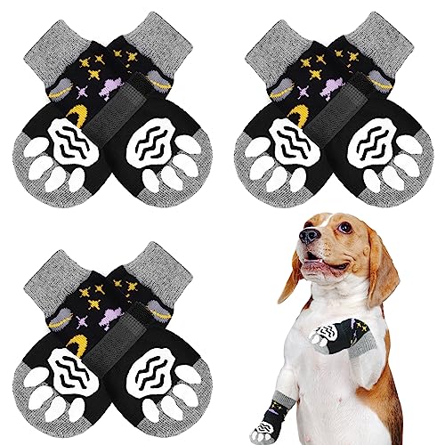 PUPTECK Hundesocken Pfotenschutz Anti Rutsch Outdoor Indoor 3 Paar, Hundeschuhe für kleine, mittlere, große Hunde, Sommer Hitzeschutz Pfoten Schutz Pads mit Griffen für ältere Hunde Hartholzböden von PUPTECK