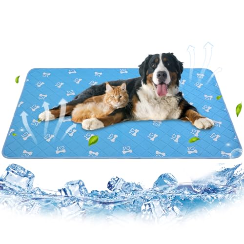 PUPTECK Sommer Hundebett Matte - Kühlendes Eisgel Pad, Sommer Haustierbett zum Schlafen Zwinger Matte, Outdoor wasserdichte Schutz Kühlmatte für kleine, mittelgroße und große Hunde, Marineblau von PUPTECK