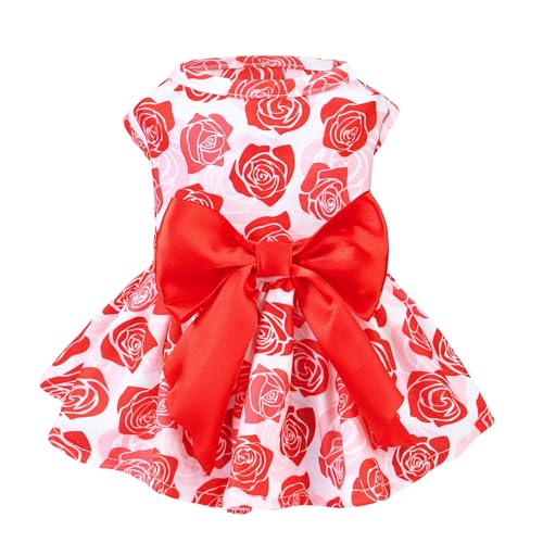 PUPTECK Valentine Day Dog Wedding Dress Outfit Puppy Cute Small Dogs Clothes,Rose,M von PUPTECK