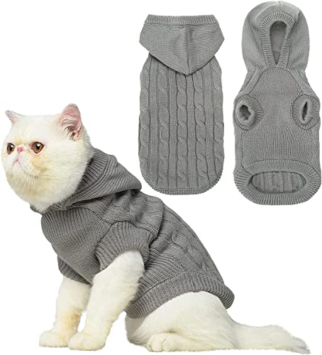 PUPTECK Winterpullover für Hunde und Katzen, für kaltes Wetter, Kleidung für Kätzchen und kleine Hunde, für drinnen und draußen, warm (grau, L: Brustumfang 40,1 cm, Rückenlänge 40,1 cm) von PUPTECK