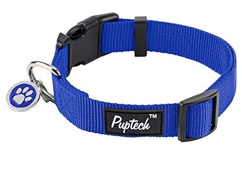 Pupteck Hundehalsband, Größe M, verstellbar, mit Erkennungsmarke, für Haustiere, 35,6 - 50,8 cm von PUPTECK